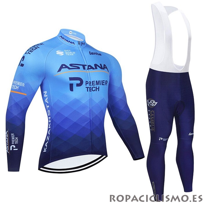 2021 Maillot Astana Tirantes Mangas Largas Azul